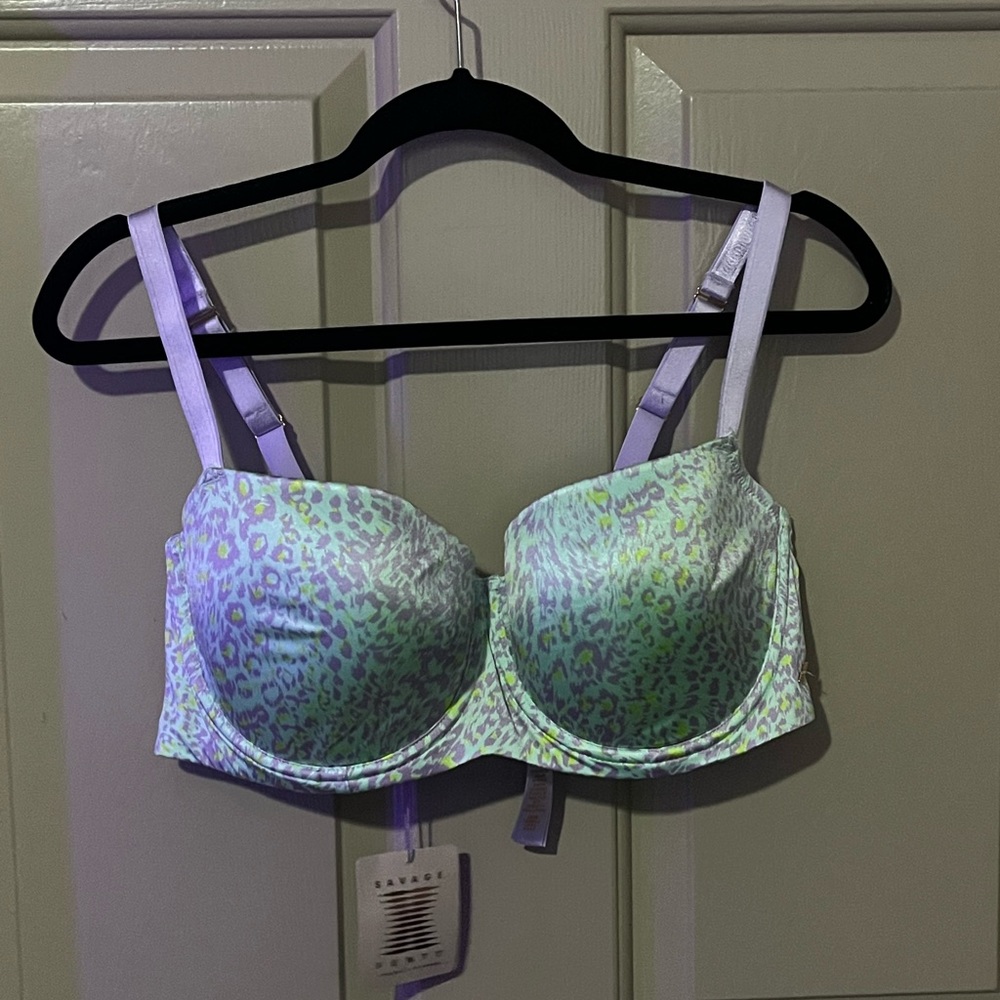 BNWT Savage Balconette Bra mint and lavender leopard print 38DDD